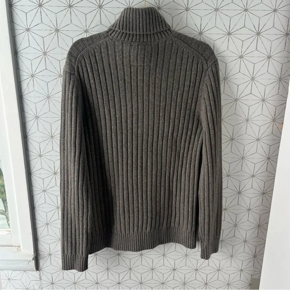 Banana Republic Heritage Collection Gray Wool Ribbed Turtleneck Sweater